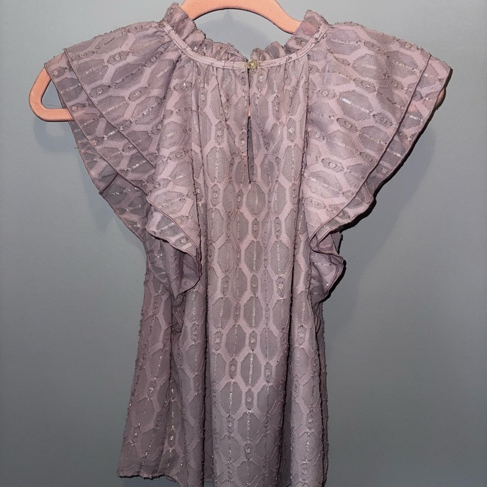 LOFT Ruffle Sleeve Blouse - Light Purple - Picture 5 of 7